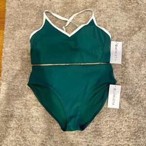 Athleta Teal Bikini with White Accents